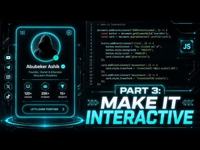 Add JavaScript Interactivity in 5 Minutes | HTML, CSS & JS Project Tutorial (Part 3)