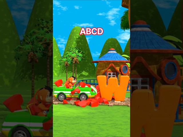 OPQRSTUVWXYZ with a Car ❤️💚❤️ ABC Song for Kids - Super Simple Songs