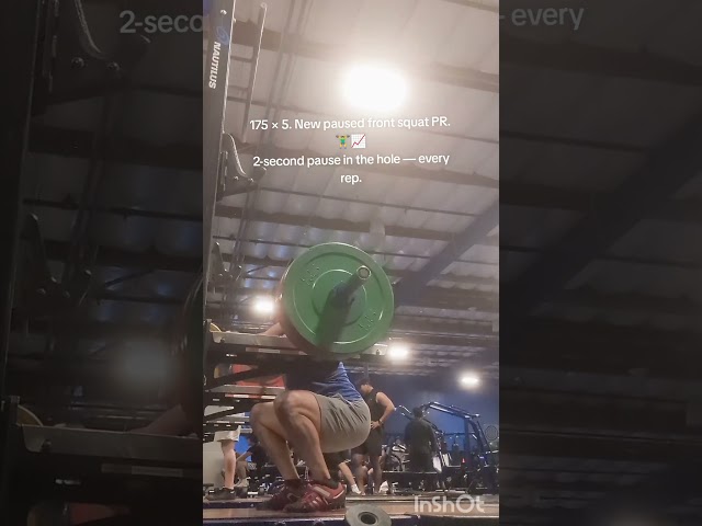175 × 5.  paused front squat PR. 🏋️‍♂️📈2-s ⏸️ — #PausedFrontSquat #FrontSquat #PR #StrengthTraining