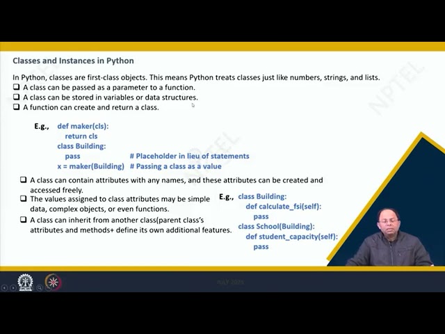 Lecture 20 : Classes and Instances in Python #swayamprabha