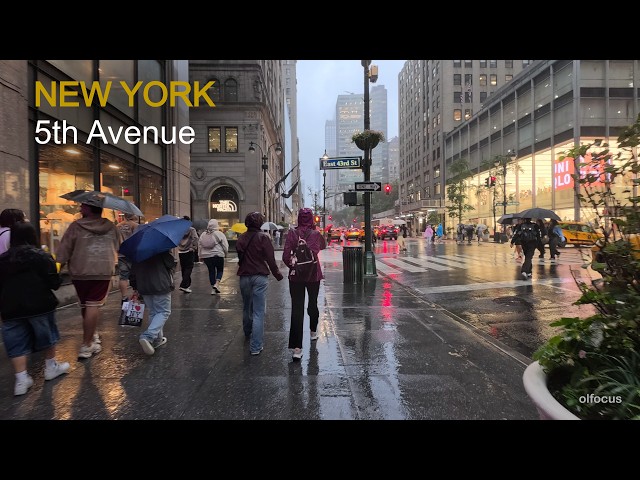 New York / 5th Avenue Rain Walk 4K | Midtown Manhattan on a Summer Evening / NYC 4К 60fps