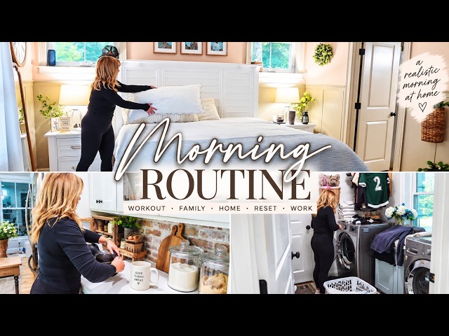 ☕️🥐 A Slow & Productive Morning Routine 🍂 | Workout, Cleaning, Family + Getting Ready