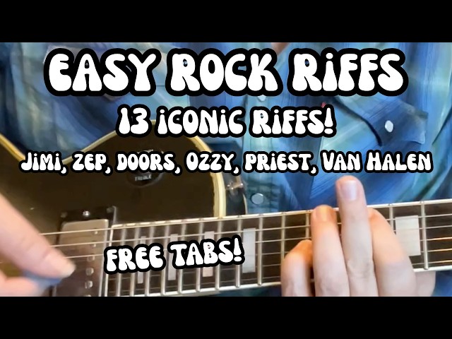 EASY ROCK RIFFS Guitar Lesson w/ FREE TAB Ozzy, Priest, Van Halen, Doors, Jimi, Zeppelin, W Stripes
