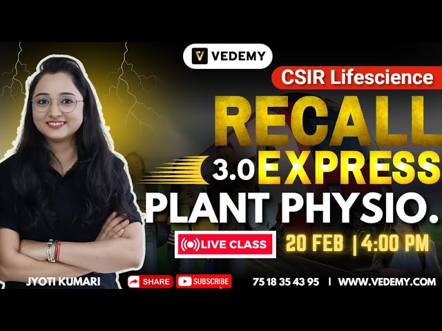 CSIR Recall Express 3.0 | System Physiology: Plant | Unit 6 | Jyoti Kumari | CSIR Dec 2024 |