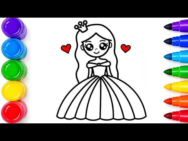 Cute Princess Drawing, Painting & Coloring For Kids and Toddlers_ Kids Art 