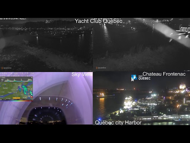 🔴LIVE Québec | Château Frontenac • Harbor • Yacht Club Québec •Sky Cam • Radar 24/7