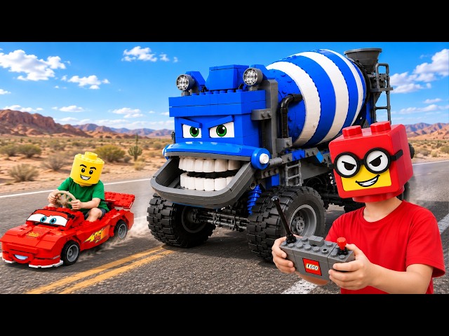 [LEGO Build] Lightning McQueen VS Giant Mixer Monster Truck! Which one is stronger? - LG Lands
