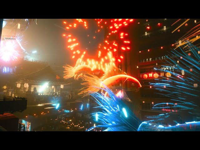 Parade with fireworks in Night City Cyberpunk 2077 Play it Safe