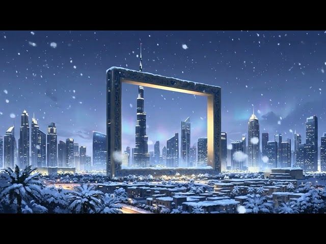 Dubai Frame in the Snow ❄️ | Dubai 4K Relaxing Ambient Loop | 1 Hour