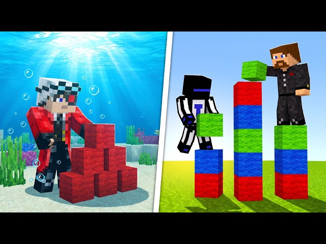 SUPER SECRET BLOCK PLACEMENT DECIDED THE GAME! WHO HAS THE LONGER PILLAR IN MINECRAFT