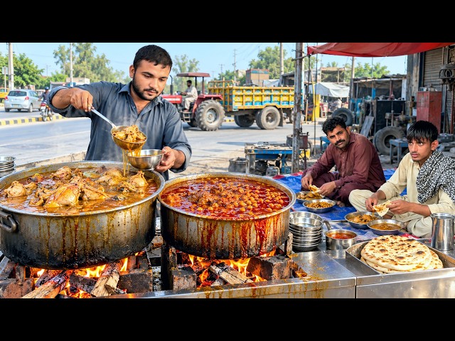 50 Rs /- 😱 AMAZING Pakistani HIGHWAY Breakfast | Chicken CURRY| Murgh CHANE |Street FOOD in PAKISTAN