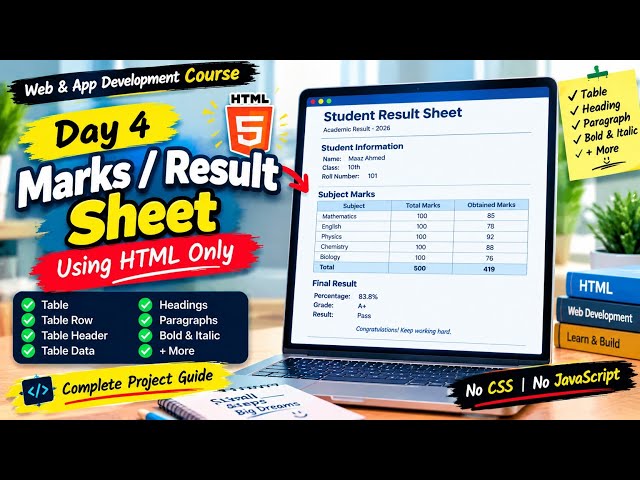 RESULT SHEET USING HTML [CLASS:16]