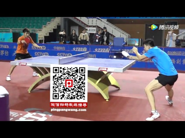 Ma Long backhand flick and drive slow motion 2017