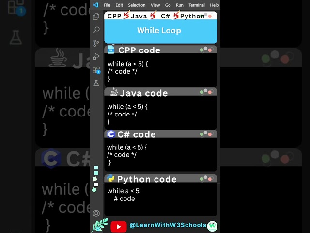 Compare 4 Major Coding Languages  to see How they use While Loops? #coding #programming