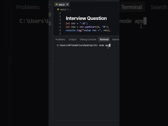 JavaScript padStart() with Negative Number | String padStart()  | JavaScript Tutorial | Part-585