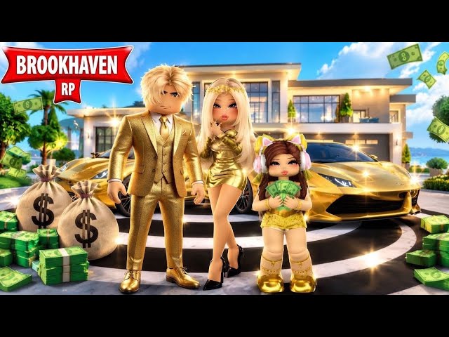 LIVING LIKE MILLIONAIRES FOR 24 HOURS💰WITH A REAL FAMILY IN BROOKHAVEN RP🏡IN ROBLOX