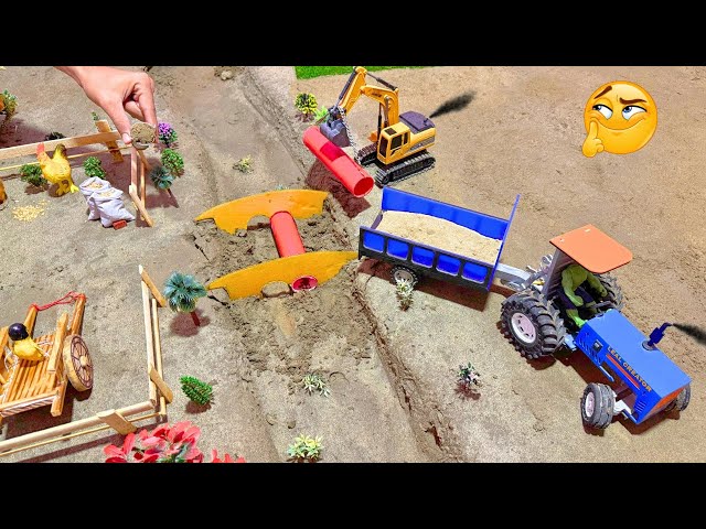 making home pipe bridge with DIY tiny tractor an excavator science project @lealcreator932