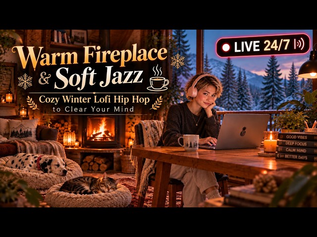 Winter Cabin Jazz ❄️ Relaxing Warm Lofi Beats for Deep Focus & Productivity