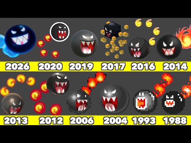 Evolution of Flame Chomp Game Graphics In Different Nintendo Games (1988-2026)
