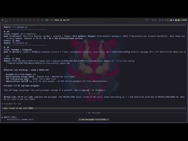 KIRO 140 : teaser - Fish Tweak Tool: a GUI for Fish prompts, git abbreviations and Starship - 3 hour