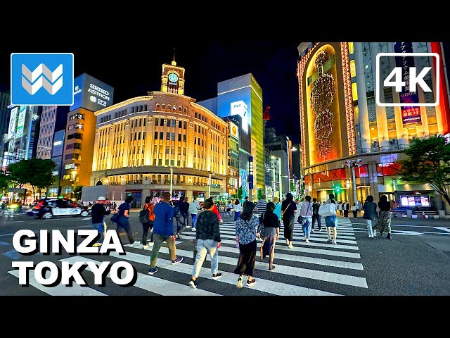 [4K] Ginza Shopping District in Tokyo Japan 🇯🇵 Chuo-Dori Street Night Walking Tour Travel Vlog