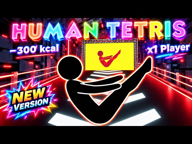 Human Tetris 1 Player ❤️ The Wall Doesn't Wait | Immersive Interactive Warm Up | –300 kcal | Full HD