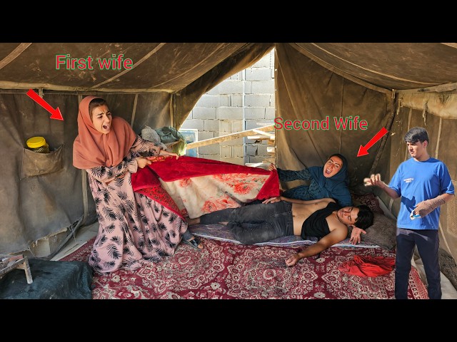 When the first wife is shocked to see her husband with his second wife
