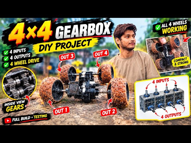 I Built a Crazy 4x4 Gearbox! | Full Build & Testing #viral #trending #tractor #gear #explore 