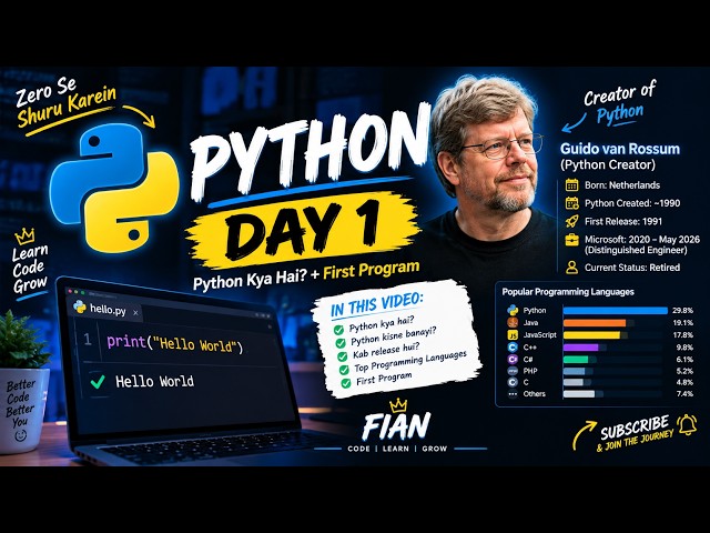 Python Tutorial For Beginners In Hindi | Python Learning Journey - Day 1🔥