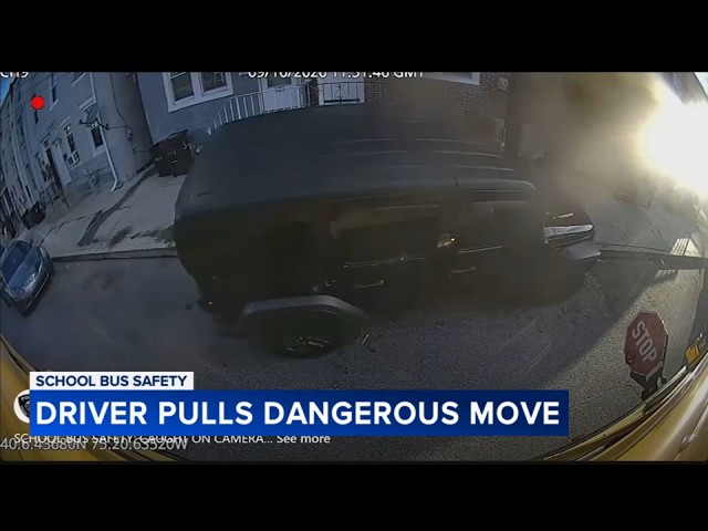 Driver caught on video using sidewalk to pass stopped school bus