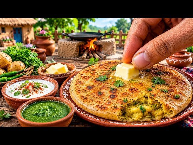 Tiny Aloo Paratha Making 🤤🔥 | Miniature Indian Cooking in Village Kitchen | Food ASMR #hindi 