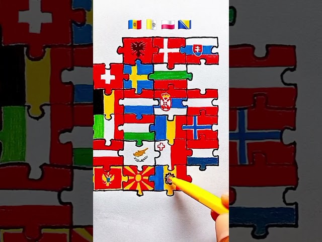 Draw Flag Map of Europe 🇪🇺 #europe #flag #map #countries 