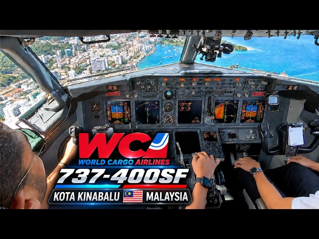 Kota Kinabalu landing in Boeing 737-400 Cockpit