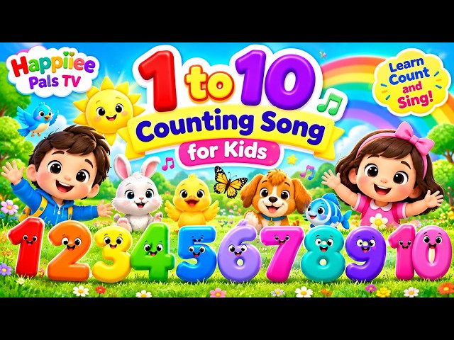 🔢 1 to 10 Counting Song for Kids | Learn Numbers 1–10 | Fun Nursery Rhyme | Happiiee Pals TV