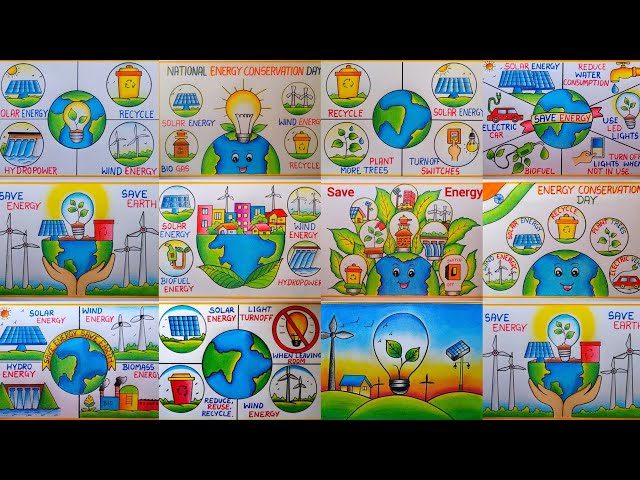 Energy Conservation Day Poster Drawings| Save Energy Save Earth Poster Drawings for Compitition