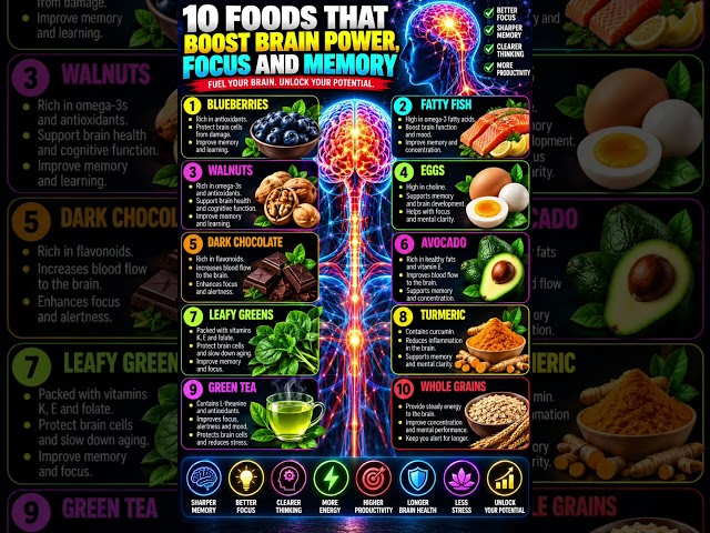 10 Foods That Support Brain Health, Focus & Memory 🧠 | Eat Smarter
