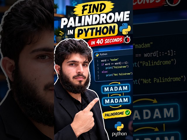 How to Find a Palindrome in Python in 40 Seconds 🐍🔥