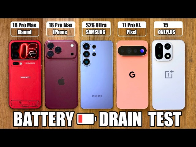 Xiaomi 18 Pro Max vs iPhone 18 Pro Max / S26 Ultra / Pixel 11 Pro XL - BATTERY DRAIN TEST!