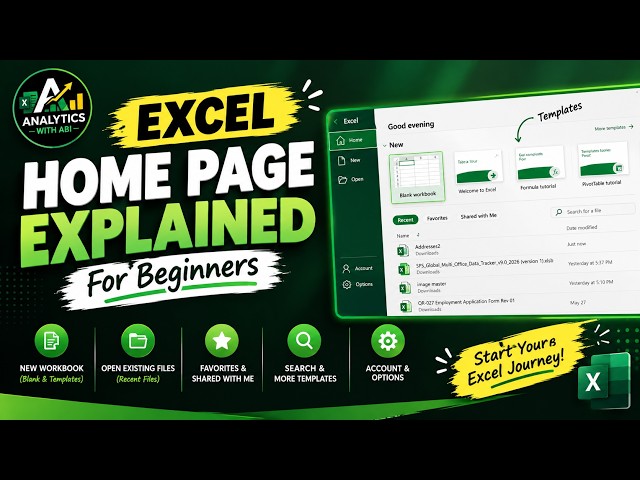 #3 Excel Home Page Explained for Beginners | Microsoft Excel Tutorial #excel #excelforbeginners
