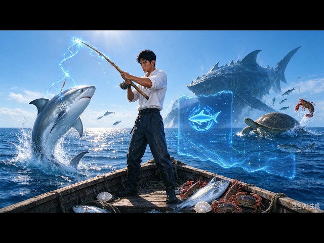 **Kicked out with just an old rod, he hooks a giant shark and a pearl fortune!**
