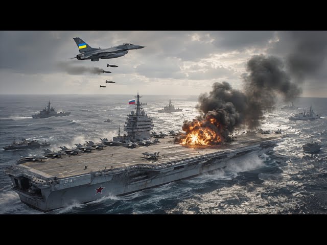 13 Minutes Ago! A Russian aircraft carrier carrying 500 tanks was destroyed by a US F-16 pilot!