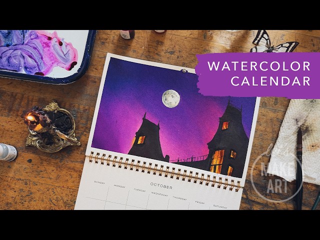 Let's Paint a Calendar Using Watercolors | October Watercolor Calendar Spread