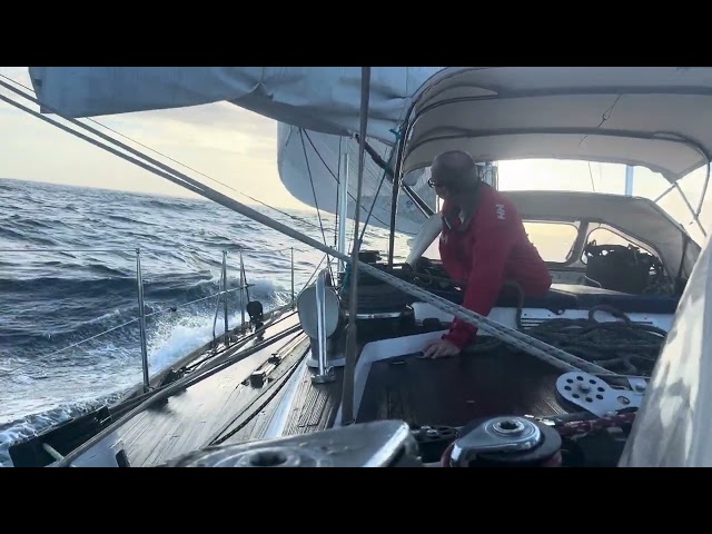 Scott (1st Mate) trimming sails in the morning