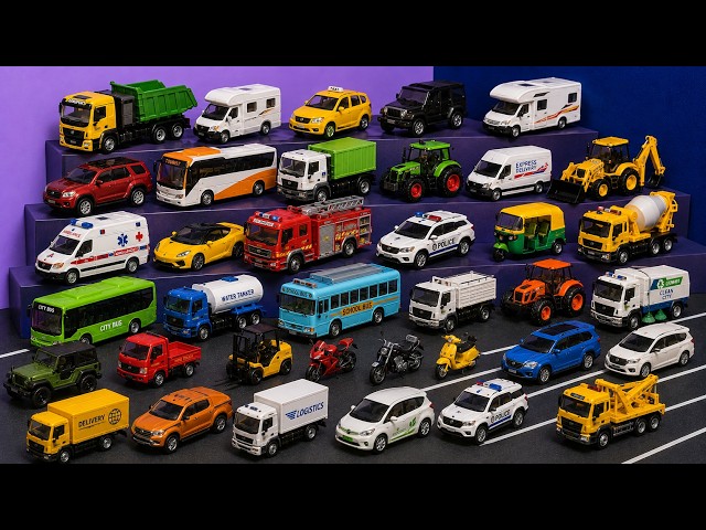 Amazing Toy Vehicle Collection 🚓🚑🚒 | Military Truck, Police Cars, Ambulance & More!