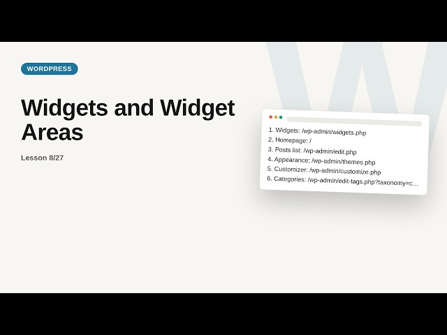 Widgets and Widget Areas | WordPress Tutorial for Beginners