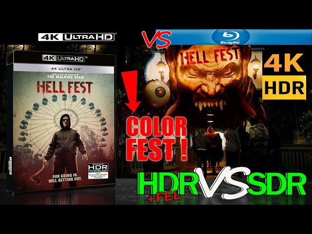 Hell Fest 2018 HDR ANALYSIS 4K UHD Blu Ray REVIEW vs 1080p BD SDR 100nits #TRUE_DIFFERENCE