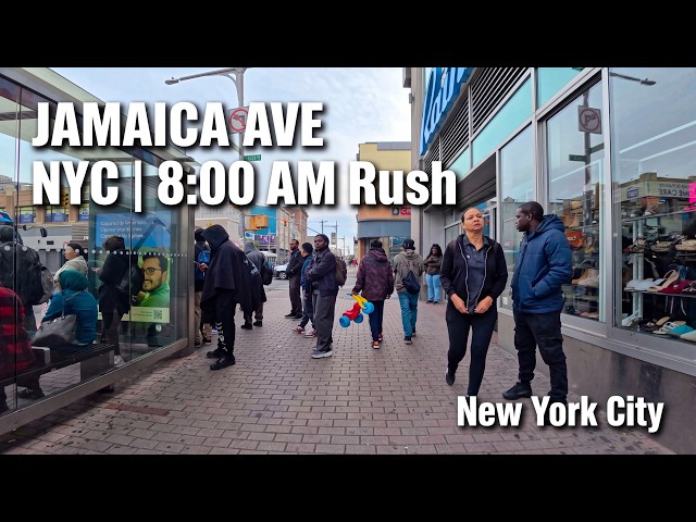 Chilly Autumn Morning Walk on Jamaica Avenue, Queens NYC (55°F)