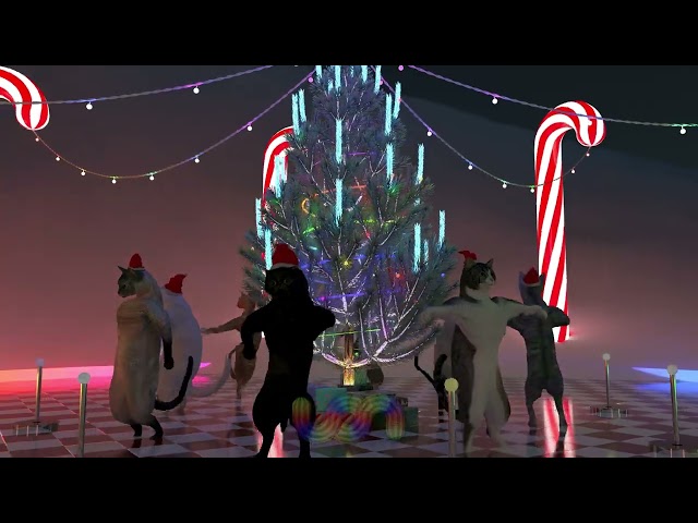 [4K Ultra HDR] UON Dancing Xmas Cats - 1 hour loop!