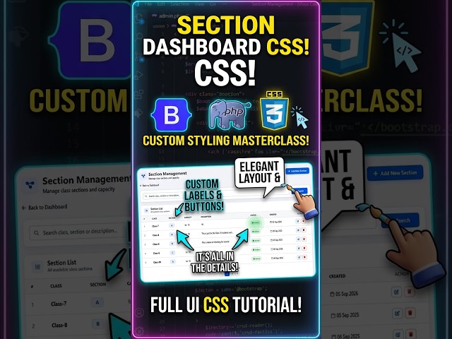 Master Section Dashboard Custom CSS | Bootstrap & PHP UI