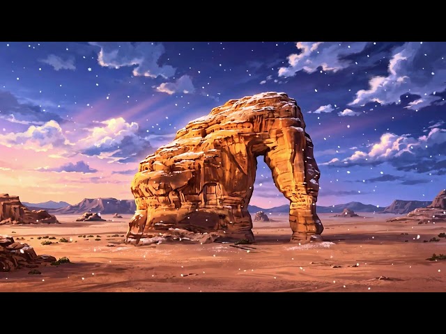 Elephant Rock, AlUla in the Snow ❄️ | 4K Ambient Loop | 1 Hour